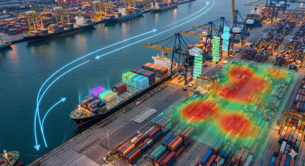 Gemini Generated Image of a terminal representing maritime logistics digital transformation